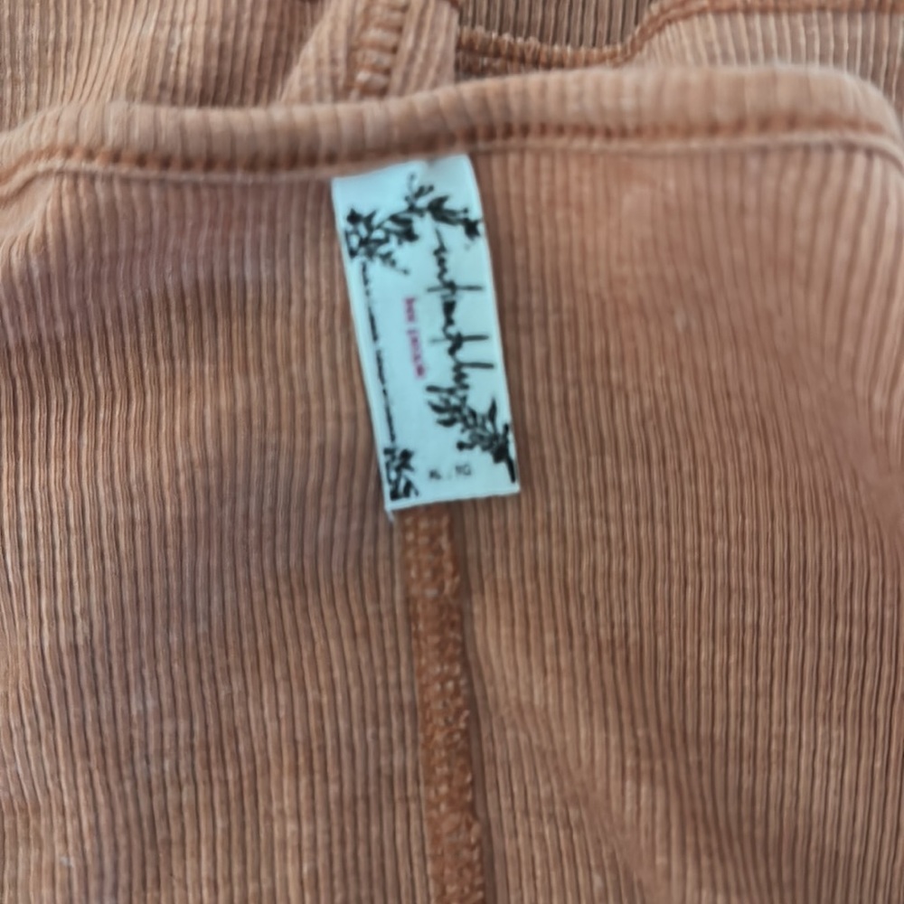 Free People NEW The Laid Back Ribbed Henley Tank “Goldrust” Orange Rust Beige XL - Picture 4 of 4